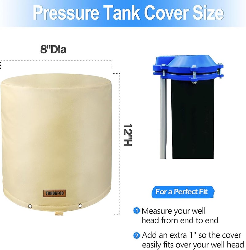 TOHONFOO Round Well Head Cover (5°F) - Insulated Well Pump Cover - Decorative Well Pump Covers - Thickened 3 Layers Well Covers for Water Wells Freeze Proof, 8"Dia x 12"H, Beige - Image 4